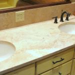 simple bathroom counter with two sinks