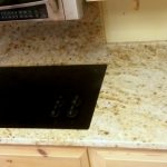 granite countertop with built-in stove