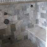 shower steam room with stylish tiles